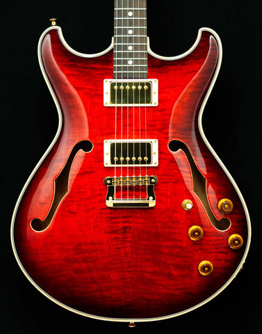 Knaggs Guitars Sheyenne - Hollow Body - Indian Red Burst - T3 Top - Hardware - BKP Mules