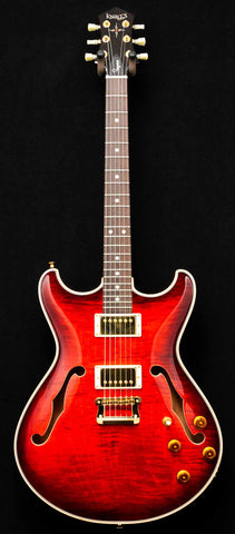 Knaggs Guitars Sheyenne - Hollow Body - Indian Red Burst - T3 Top - Hardware - BKP Mules
