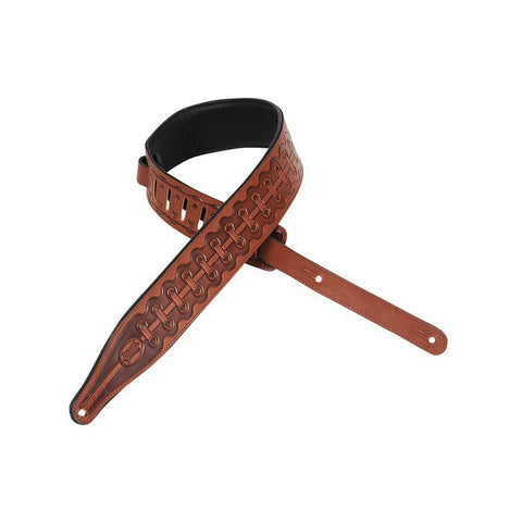 M17T08-BRN Veg Tan Leather Guitar Strap