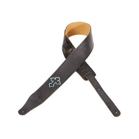 MG26EECC-BLK Garment Leather Guitar Strap