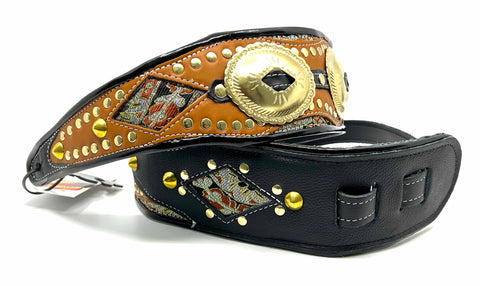 RJ Cash Cognac - Leather Guitar Strap - Hand Made in Brooklyn, NY.