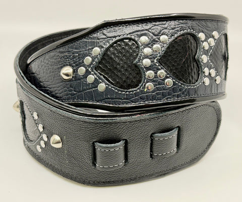 RJ Cash Black Heart - Leather Guitar Strap - Hand Made in Brooklyn, NY
