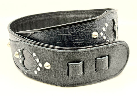RJ Cash Black Heart - Leather Guitar Strap - Hand Made in Brooklyn, NY