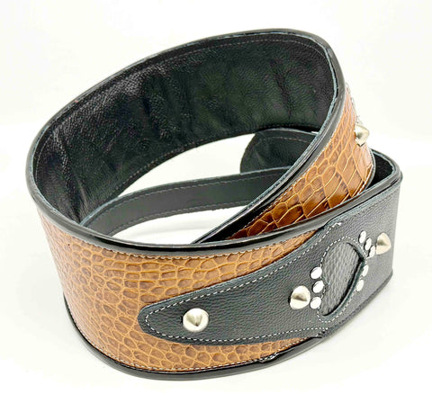 RJ Cash Black/Brown Heart - Leather Guitar Strap - Hand Made in Brooklyn, NY