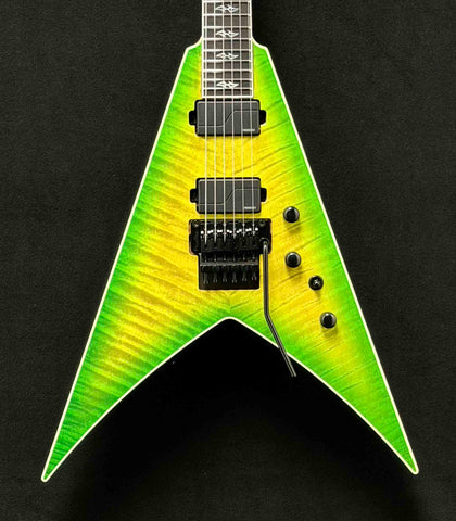 Dean Guitars - USA - Custom Shop One Off - Vengeance - Flame Orientation Maple Top - Slime Gloss Finish - 24 Jumbo Stainless Steel Frets - Fishman Fluence AB1/CB1 Pickups - Floyd Rose Tremolo - Black Hardware - OHSC - Call for Best Price !!!