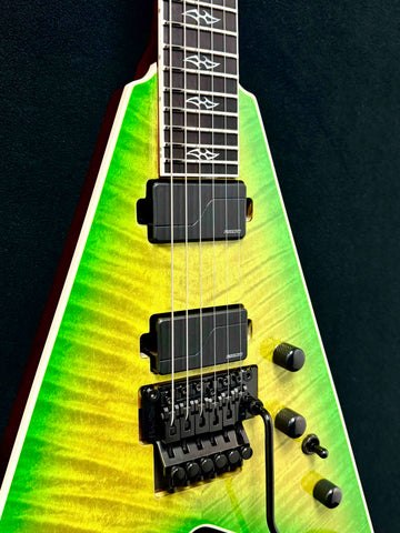 Dean Guitars - USA - Custom Shop One Off - Vengeance - Flame Orientation Maple Top - Slime Gloss Finish - 24 Jumbo Stainless Steel Frets - Fishman Fluence AB1/CB1 Pickups - Floyd Rose Tremolo - Black Hardware - OHSC - Call for Best Price !!!