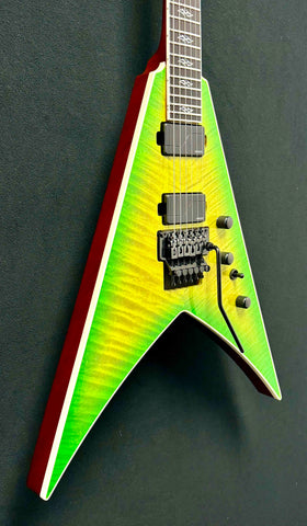 Dean Guitars - USA - Custom Shop One Off - Vengeance - Flame Orientation Maple Top - Slime Gloss Finish - 24 Jumbo Stainless Steel Frets - Fishman Fluence AB1/CB1 Pickups - Floyd Rose Tremolo - Black Hardware - OHSC - Call for Best Price !!!