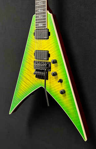 Dean Guitars - USA - Custom Shop One Off - Vengeance - Flame Orientation Maple Top - Slime Gloss Finish - 24 Jumbo Stainless Steel Frets - Fishman Fluence AB1/CB1 Pickups - Floyd Rose Tremolo - Black Hardware - OHSC - Call for Best Price !!!