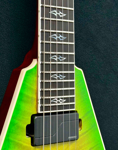 Dean Guitars - USA - Custom Shop One Off - Vengeance - Flame Orientation Maple Top - Slime Gloss Finish - 24 Jumbo Stainless Steel Frets - Fishman Fluence AB1/CB1 Pickups - Floyd Rose Tremolo - Black Hardware - OHSC - Call for Best Price !!!