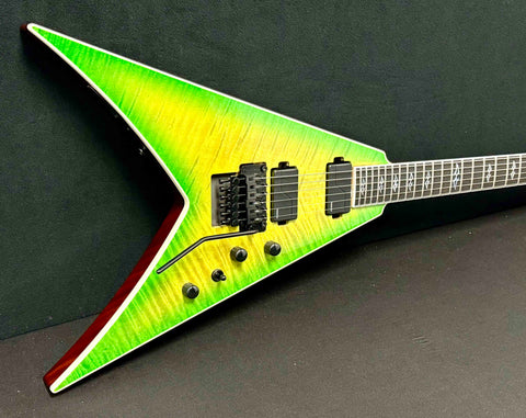 Dean Guitars - USA - Custom Shop One Off - Vengeance - Flame Orientation Maple Top - Slime Gloss Finish - 24 Jumbo Stainless Steel Frets - Fishman Fluence AB1/CB1 Pickups - Floyd Rose Tremolo - Black Hardware - OHSC - Call for Best Price !!!