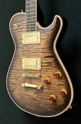 Knaggs Guitars - Influence Kenai - Eric Steckel - Sand Dune Burst - T2 Maple Top - Gloss Nitro Finish - Ebony Fretboard with Morning Star Inlays  - Full Maple Binding - Gold Hardware - Seymour Duncan "Candy" Pickups - OHSC
