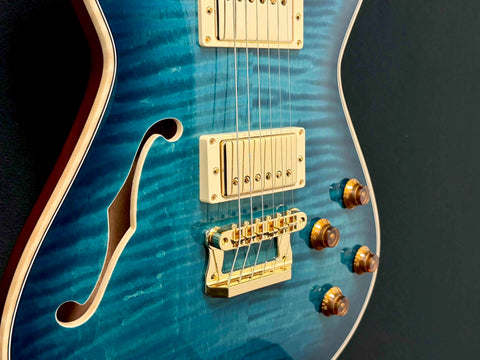 Knaggs Guitars - Influence Kenai - Hollowbody - T1 - Maple Top - Turquoise Burst - Gloss Nitro - Ebony Fret Board - Lollar Imperial K Pickups - Gold Hardware - OHSC - Call for Best Price !!!