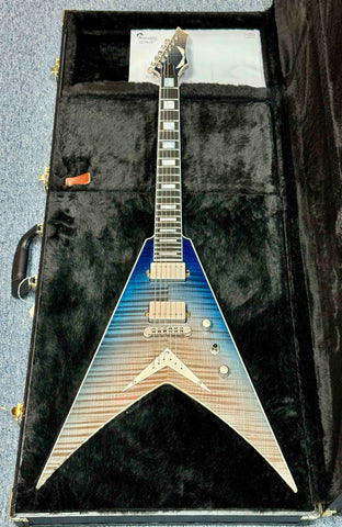 Dean Guitars - USA - Custom Shop One Off - Vengeance - Flame Maple - Blue Gradient Fade - Gloss Finish - DMT Pickups - Brushed Nickel Hardware - OHSC - Call for Best Price !!!