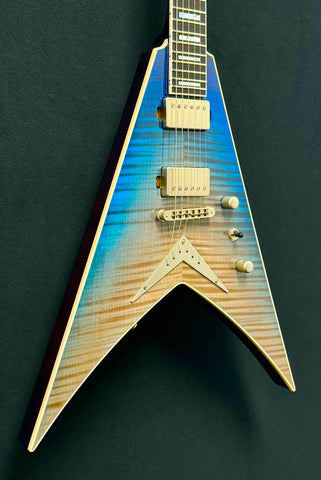 Dean Guitars - USA - Custom Shop One Off - Vengeance - Flame Maple - Blue Gradient Fade - Gloss Finish - DMT Pickups - Brushed Nickel Hardware - OHSC - Call for Best Price !!!