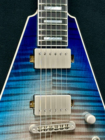 Dean Guitars - USA - Custom Shop One Off - Vengeance - Flame Maple - Blue Gradient Fade - Gloss Finish - DMT Pickups - Brushed Nickel Hardware - OHSC - Call for Best Price !!!