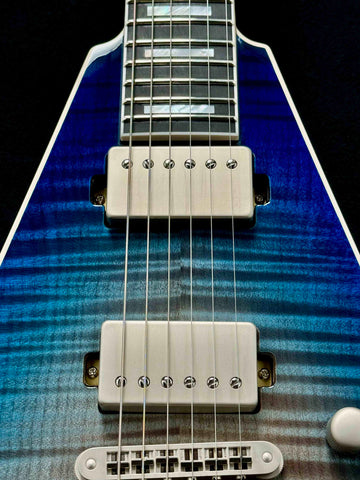 Dean Guitars - USA - Custom Shop One Off - Vengeance - Flame Maple - Blue Gradient Fade - Gloss Finish - DMT Pickups - Brushed Nickel Hardware - OHSC - Call for Best Price !!!