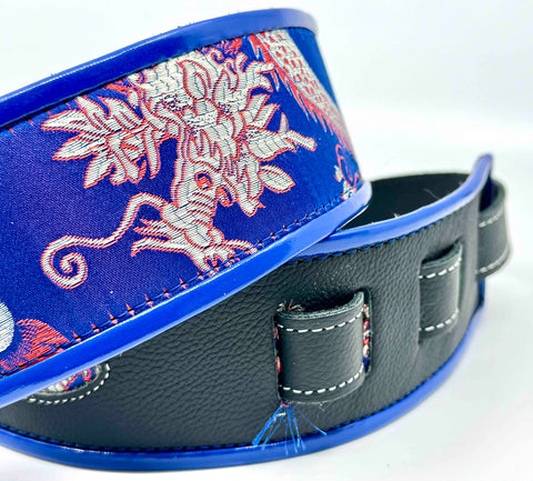 Mark's Dragons Blue/Silver - Leather Guitar Strap - Hand Made in Brooklyn, NY. - #2