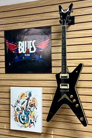 Dean Guitars - USA - ML - Classic Black - Patents Pending - Silver and Brass Hardware - DiMarzio Super Distortion Pickups - Abalone Dot Inlays - w/OHSC