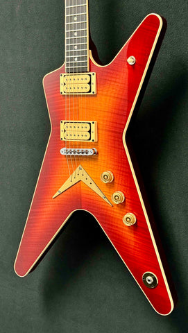 Dean Guitars - USA - ML - Trans Cherry Sunburst - Patents Pending - Chrome Hardware with Brass V Plate - DiMarzio Super Distortion Pickups - Abalone Dot Inlays - w/OHSC