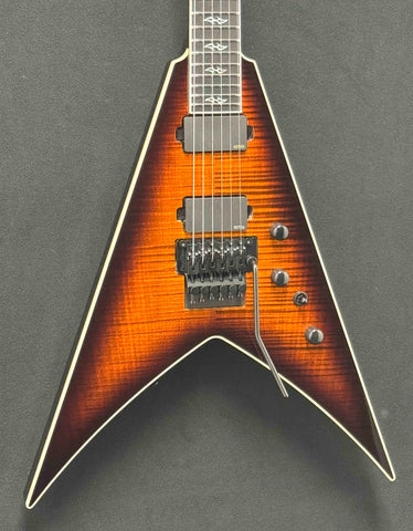  Dean Guitars - USA - Custom Shop One Off - Vengeance - Flame Maple Top & Head Stock - Tiger Eye - Gloss Finish - EMG 81 & 85 Pickups - Black Nickel Hardware - OHSC
