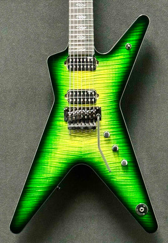Dean Guitars - USA - ML - 7 String Custom - Emerald Burst Flame Maple Top - Reverse 7 Inline Head Stock - Floyd Rose - DMT Nostalgia 7 and Baker Act  Pickups - Black Hardware - w/OHSC