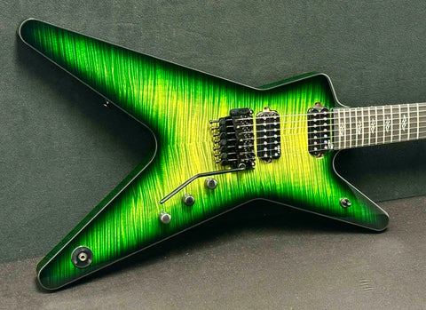 Dean Guitars - USA - ML - 7 String Custom - Emerald Burst Flame Maple Top - Reverse 7 Inline Head Stock - Floyd Rose - DMT Nostalgia 7 and Baker Act  Pickups - Black Hardware - w/OHSC