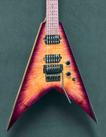 Dean Guitars - USA - Custom Shop One Off - Vengeance - Black Limba (KORINA) Body, Neck, Head Stock - AAA Burl Purple Natural Burst - Slim D Neck Profile - 12"-16" Radius - DMT Pickpus - Black Hardware - OHSC