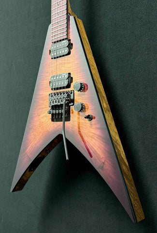 Dean Guitars - USA - Custom Shop One Off - Vengeance - Black Limba (KORINA) Body, Neck, Head Stock - AAA Burl Purple Natural Burst - Slim D Neck Profile - 12"-16" Radius - DMT Pickpus - Black Hardware - OHSC