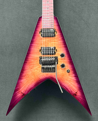 Dean Guitars - USA - Custom Shop One Off - Vengeance - Black Limba (KORINA) Body, Neck, Head Stock - AAA Burl Purple Natural Burst - Slim D Neck Profile - 12"-16" Radius - DMT Pickpus - Black Hardware - OHSC