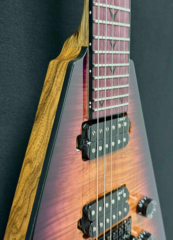 Dean Guitars - USA - Custom Shop One Off - Vengeance - Black Limba (KORINA) Body, Neck, Head Stock - AAA Burl Purple Natural Burst - Slim D Neck Profile - 12"-16" Radius - DMT Pickpus - Black Hardware - OHSC
