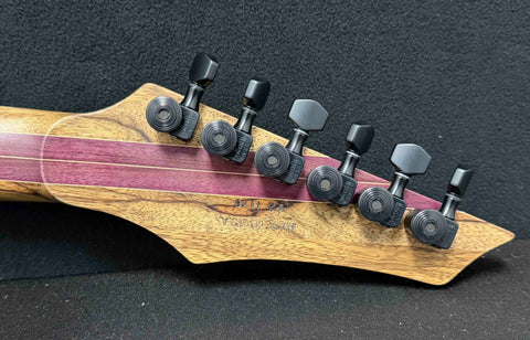 Dean Guitars - USA - Custom Shop One Off - Vengeance - Black Limba (KORINA) Body, Neck, Head Stock - AAA Burl Purple Natural Burst - Slim D Neck Profile - 12"-16" Radius - DMT Pickpus - Black Hardware - OHSC