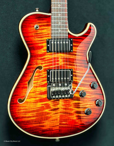 Knaggs Guitars - Influence Kenai - Hollowbody - T1 Maple Top - Fire - Gloss Nitro - R/W Fret Board - Nickel Hardware - Tremolo - OHSC