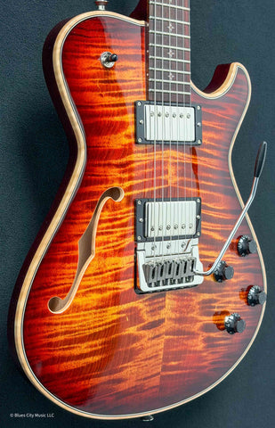 Knaggs Guitars - Influence Kenai - Hollowbody - T1 Maple Top - Fire - Gloss Nitro - R/W Fret Board - Nickel Hardware - Tremolo - OHSC