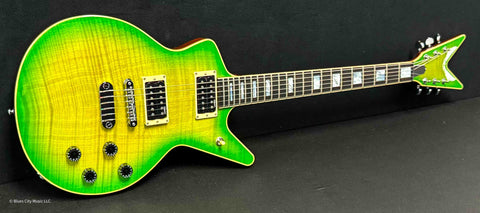 Dean Guitars - USA - Cadi Flame Top Custom - Slime Green - Dean USA DMT Double Black Pickups - Jumbo Stainless Steel Frets - Chrome Hardware - MOP Block Inlays - OHSC