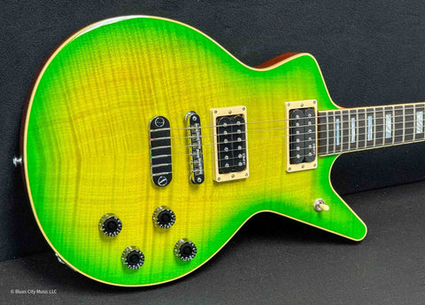 Dean Guitars - USA - Cadi Flame Top Custom - Slime Green - Dean USA DMT Double Black Pickups - Jumbo Stainless Steel Frets - Chrome Hardware - MOP Block Inlays - OHSC