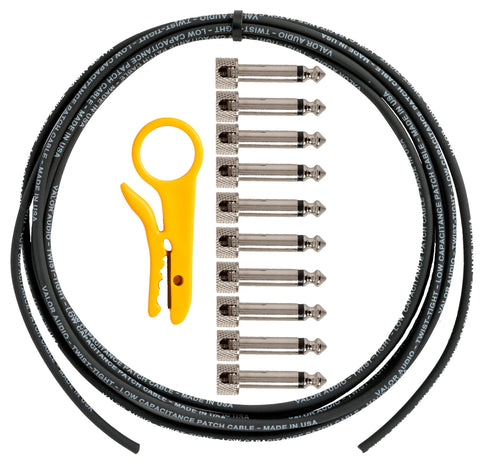Valor Audio - Twist Tight - Solderless Kit - 10' Black Cable - 10 Right Angle Plugs - w/Stripper