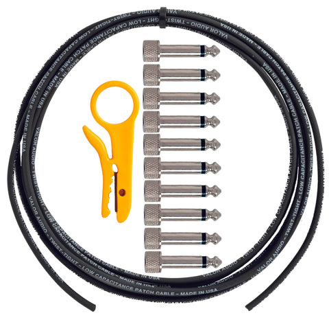 Valor Audio - Twist Tight - Solderless Kit - 10' Black Cable - 10 Straight Plugs - w/Stripper
