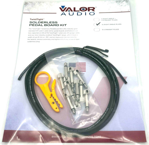 Valor Audio - Twist Tight - Solderless Kit - 10' Black Cable - 10 Right Angle Plugs - w/Stripper