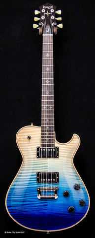 Knaggs Guitars - Influence Kenai - T1 Top - Blue Fade - Gloss - Brazillian Rose Wood Fretboard - BK Mules