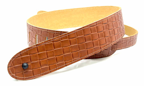 Perri's - Brown Leather Small Squares - Guitar Strap