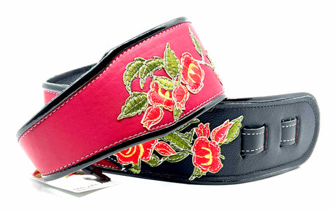 Stella Red - Leather Guitar Strap - Hand Made in Brooklyn, NY.