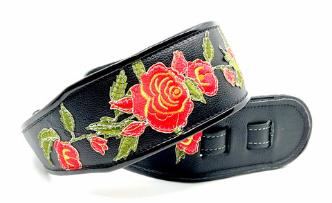 Stella Black - Leather Guitar Strap - Hand Made in Brooklyn, NY.